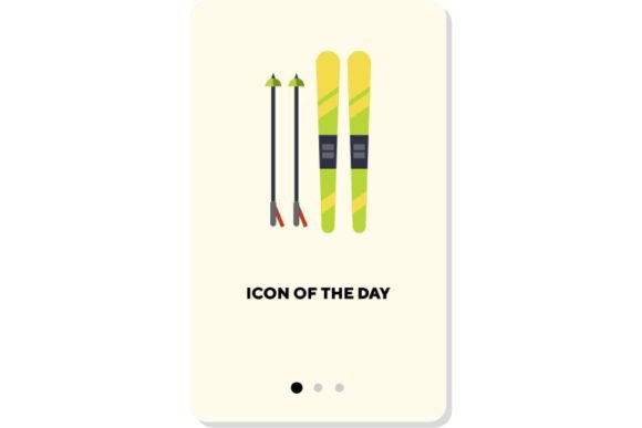 Skiing Flat Icon: Winter Poles Isolated